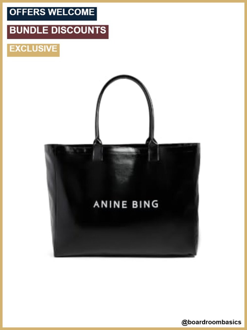 Coated Canvas Tote Bag Logo Print Shoulder Straps